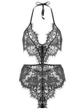 lovefery Women Lace Eyelashes Hollow Out Lingerie