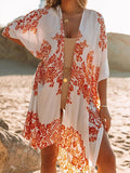 Cardigans Chiffon Print Beach Sun Protection Resort Split Cardigan