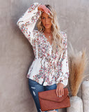 Wrapped Blossoms Button Down Tie Blouse