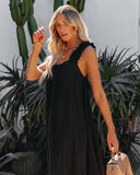 You Are Loved Ruched Strap Maxi Dress - Black