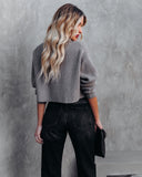 Ysabella Crop Turtleneck Knit Sweater - Pewter