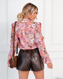 Zayda Floral Shimmer Ruffle Blouse