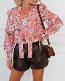 Zayda Floral Shimmer Ruffle Blouse