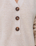 Zev Knit Henley Sweater - Natural