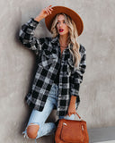 Zinny Pocketed Plaid Coat