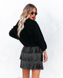 Zoie Studded Fringe Mini Skirt - Black