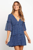 Lovefery V-Neck Polka Dot Boho Mini Dress