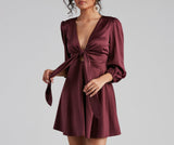 Lovefery Sleek Satin Tie-Front Mini Dress