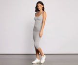 Lovefery Slay Every Day Basic Scoop Neck Midi Dress