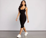 Lovefery Slay Every Day Basic Scoop Neck Midi Dress