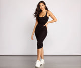 Lovefery Slay Every Day Basic Scoop Neck Midi Dress