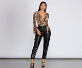 Snake Print Bell Sleeve Top