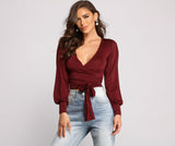 Slinky Knit Wrap Front Top