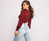 Slinky Knit Wrap Front Top