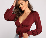 Slinky Knit Wrap Front Top