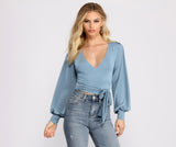 Slinky Knit Wrap Front Top