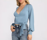 Slinky Knit Wrap Front Top