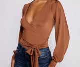 Slinky Knit Wrap Front Top