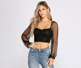 Simple And Sweet Mesh Polka Dot Crop Top