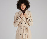 Locking Knit Down Sherpa Long Trench Coat