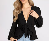 Simply Irresistible Zip Front Ruffled Blouse