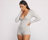 Snap Front Ribbed PJ Romper