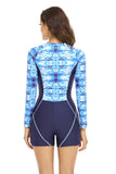 Surf Print Long Sleeve One Piece Swimsuit