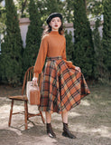 Lovefery Shadows in the Air Dark Academia Plaid Wool Dress Set