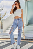 lovefery All-match Ripped Straight-leg Jeans