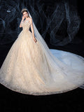 Lovefery Starry Luxury Big Tail Palace Wedding Dress