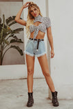 lovefery Fringed High Waist Denim Shorts