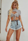 lovefery Fringed High Waist Denim Shorts