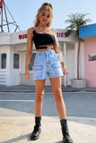 lovefery Pocket High Waist Denim Straight Shorts