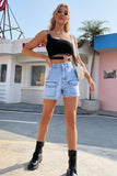 lovefery Pocket High Waist Denim Straight Shorts