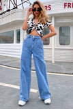 lovefery Large Pocket High-Waisted Straight-Leg Jeans