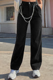 lovefery Loose High Waist Chain Straight Trousers