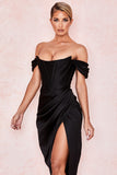 Lovefery One Shoulder Gloves Draped Maxi Dress