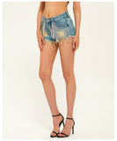 Lovefery TITANIA LINSLEY TEARDROP FRINGE DENIM SHORT