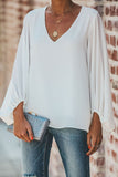 Solid Split Joint V Neck Tops