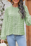 Solid Lace Split Joint O Neck Tops