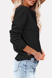 Solid Buckle O Neck Tops