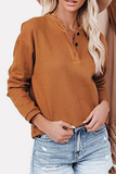 Solid Buckle O Neck Tops