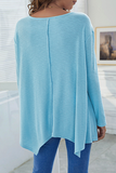 Solid Split Joint Asymmetrical V Neck Tops