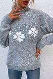 Snowflakes Basic Half A Turtleneck Tops