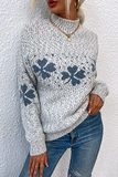 Snowflakes Basic Half A Turtleneck Tops