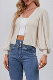 Solid Split Joint Buckle V Neck Tops