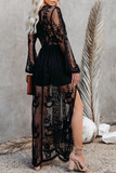 Solid Lace V Neck Lace Dresses