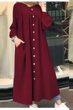 Solid Buckle Mandarin Collar Shirt Dresses