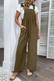 Lovefery Solid Bandage Spaghetti Strap Straight Jumpsuits