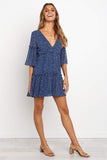 Lovefery V-Neck Polka Dot Boho Mini Dress